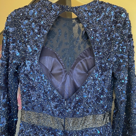 Mac Duggal Long Sleeve Illusion Gown with Embellishment - Picture 8 of 11